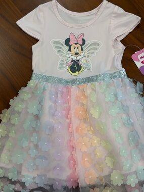 Disney Pink Minnie Butterfly Floral Tulle Dress